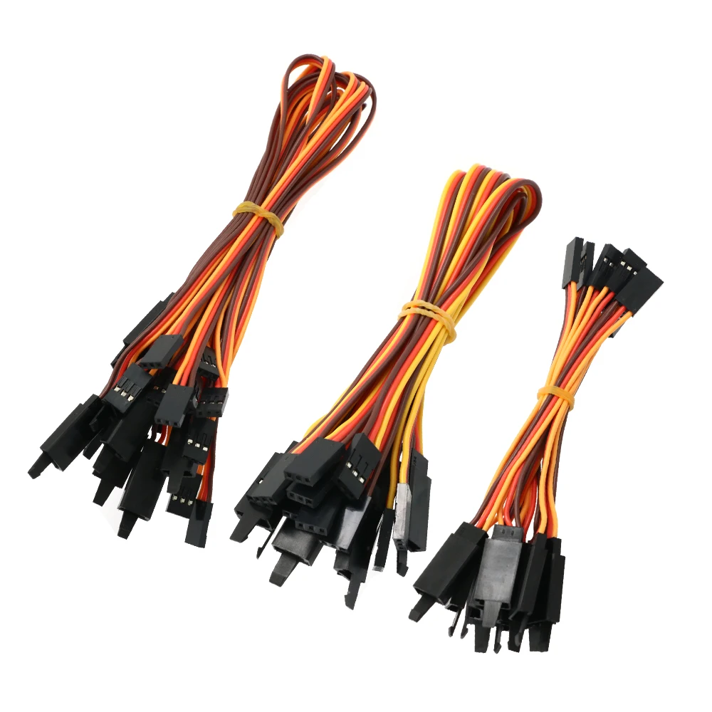 10 piezas de cable de extensión para servo de 60 núcleos, antideslizante, de 100 / 150 / 200 / 300 / 500 / 1000 mm, para RC Futaba JR, macho a hembra.