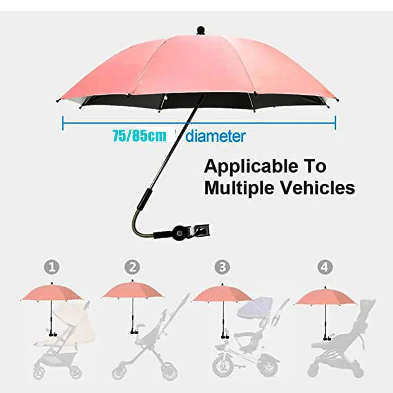 Sombrilla con protección UV para cochecito de bebé, cubierta Universal a prueba de lluvia con abrazadera, accesorios para cochecito de bebé