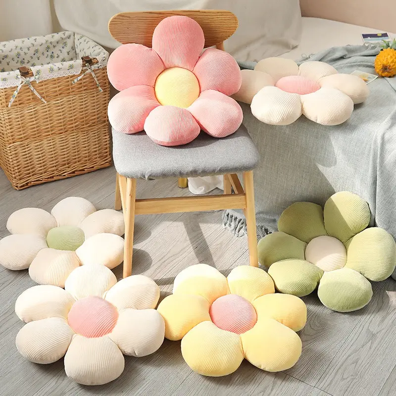 Almohada de felpa de flores coloridas de 35cm, cojín de pétalos para plantas, juguetes de peluche para niñas, regalo de decoración para el hogar