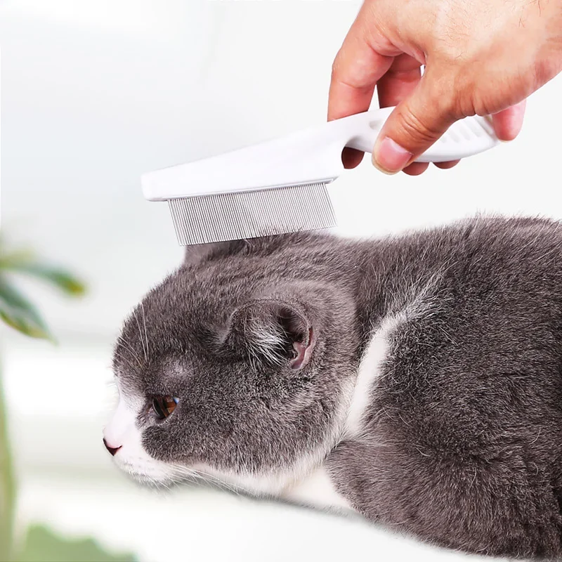 Peine para quitar el pelo de mascotas, peine para pulgas de acero inoxidable para gato, perro, comodidad para mascotas, peine para el cuidado del pelo de las pulgas, cepillo para perros, herramientas de aseo, 1 ud.