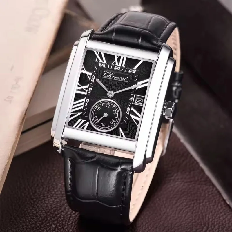 CHENXI 8216, superventas, reloj de negocios de marca superior para hombres, calendario militar de cuarzo, reloj elegante con correa de cuero resistente al agua para hombres