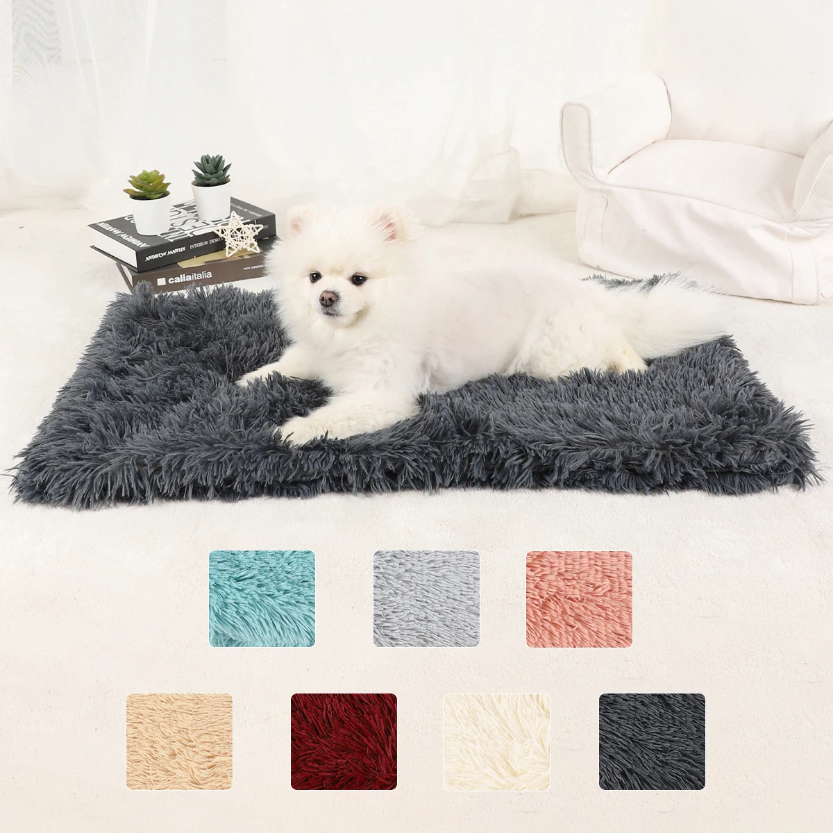 Manta para perro y mascota, cama cálida para perros, suministros medianos, accesorios para perrera, gatos pequeños, cesta grande, alfombrilla lavable de felpa para cachorros