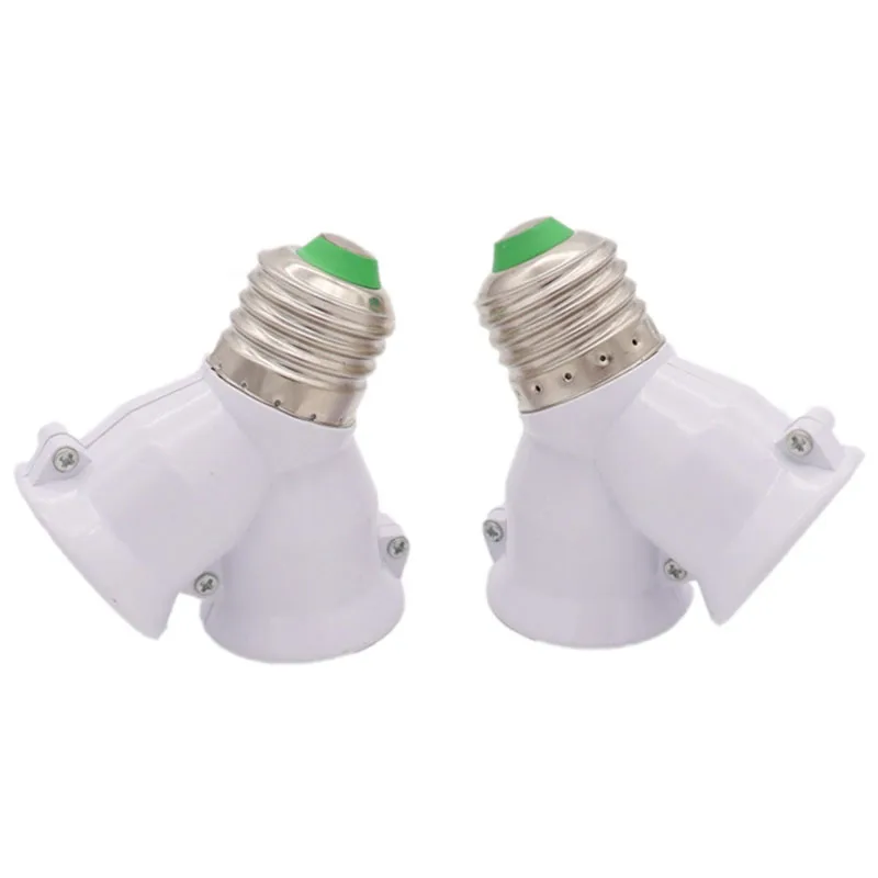 Base de lámpara blanca E27 a 2 E27, iluminación Led, convertidor de casquillo de bombilla de doble tornillo, soporte de lámpara halógena de luz LED de ahorro 3A