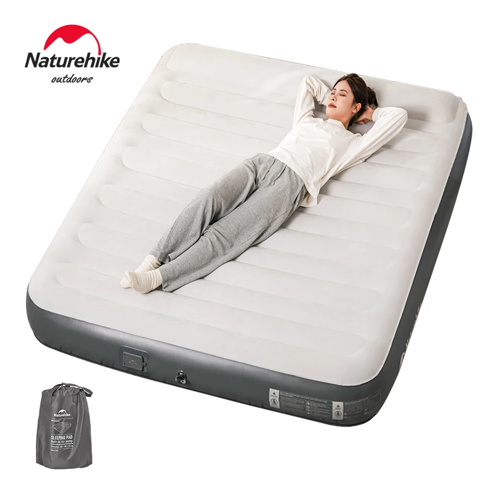 Colchón de aire Naturehike para acampar, estera autoinflable con bomba integrada, cama inflable de PVC para exteriores, almohadilla para dormir gruesa para 1, 2 y 3 personas