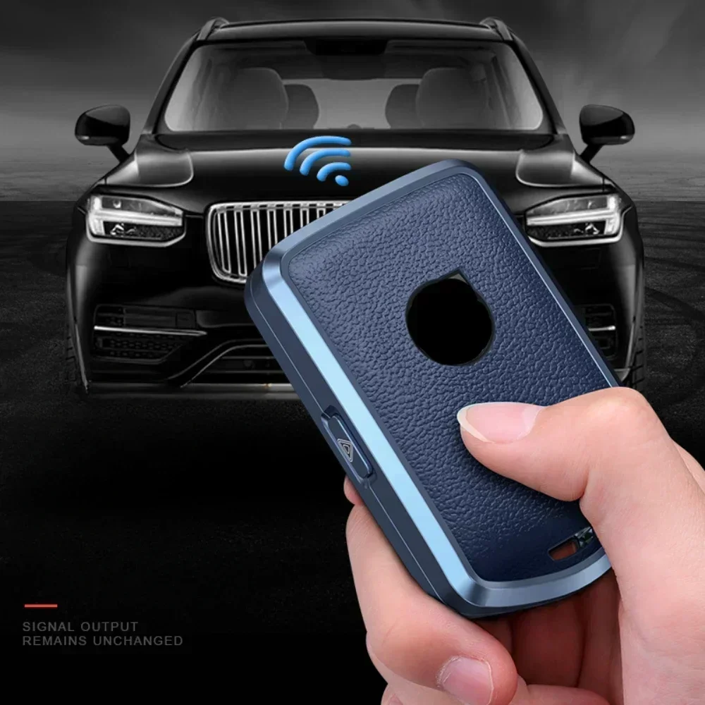 Funda de cuero de aleación de aluminio para llave de coche, carcasa para Volvo S90 S60 XC60 XC90 XC40 C40 V60 V90 T6 T8, llaveros de accesorios para automóvil