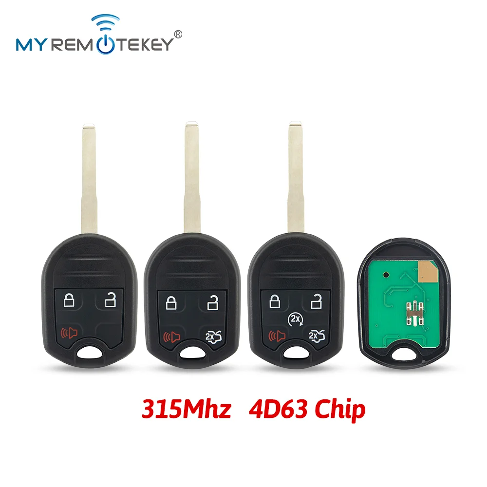 Llave Remota MYREMOTEKEY con Chip 4D63 y Cuchilla HU101 de 315Mhz para Ford Fiesta, Escape, Focus, C-Max, Transit Connect 2012-2019