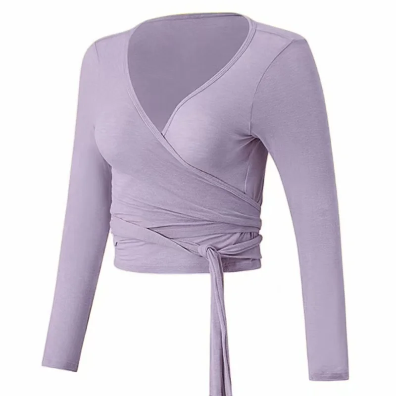 Ropa de yoga para mujer con correas cruzadas, top deportivo ajustado, ropa deportiva de manga larga y hermosa para Pilates