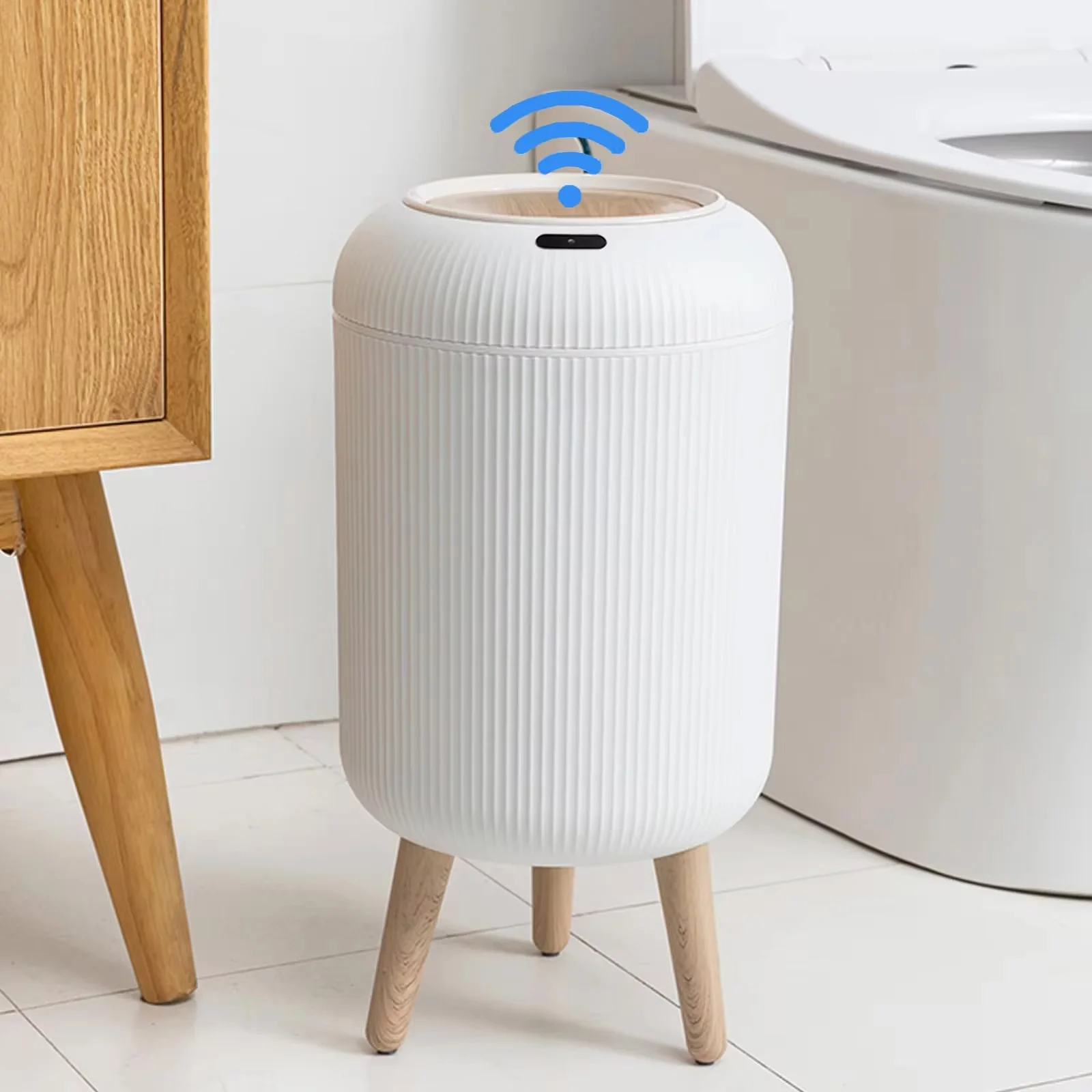 Cubo de basura automático con tapa, cubo de basura inteligente de plástico pequeño, cubo de basura con sensor de movimiento para dormitorio, baño, cocina, oficina