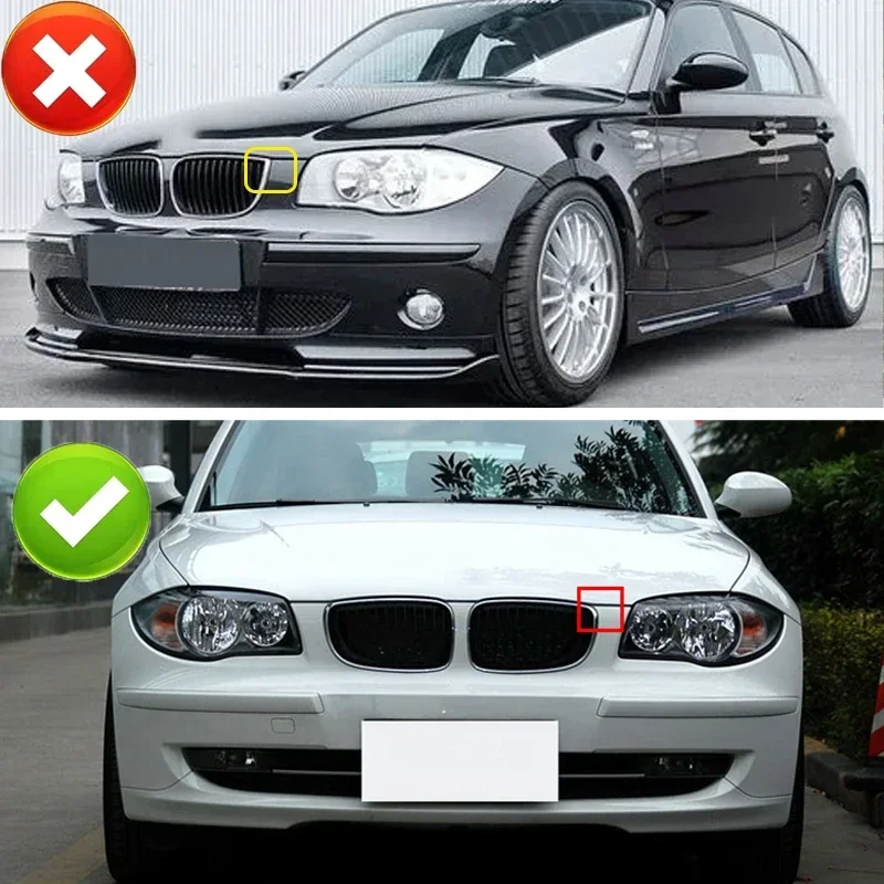 Para BMW E81 E87 E82 E88 128I 130I 135I parachoques delantero de coche rejilla de riñón parrillas de carreras rejillas negro brillante parrilla de doble listones 07-11