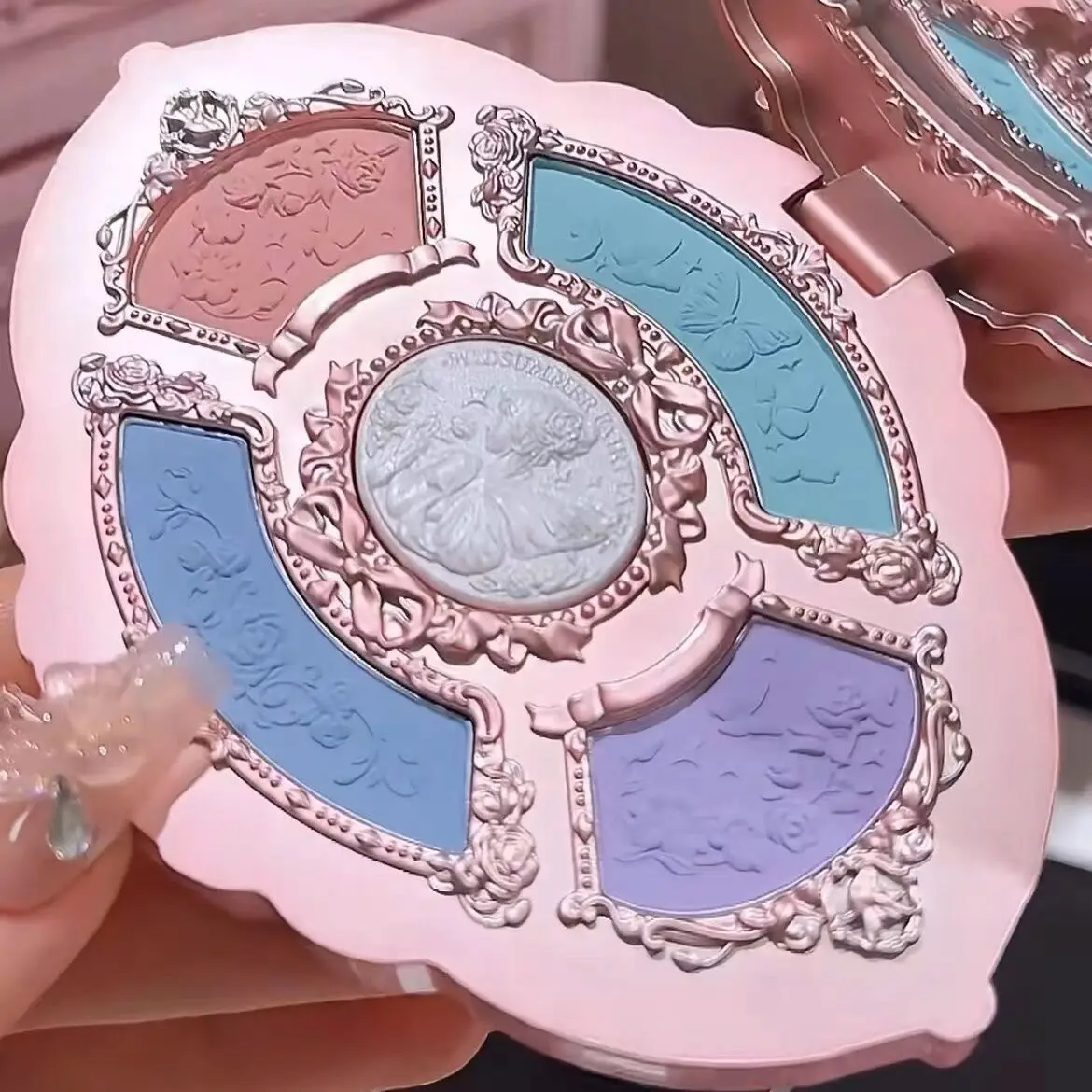 Flower Knows-sombra de ojos con brillo prensado en relieve, cuentos de hadas de cinco colores, pigmento brillante Natural, paleta de sombra de ojos