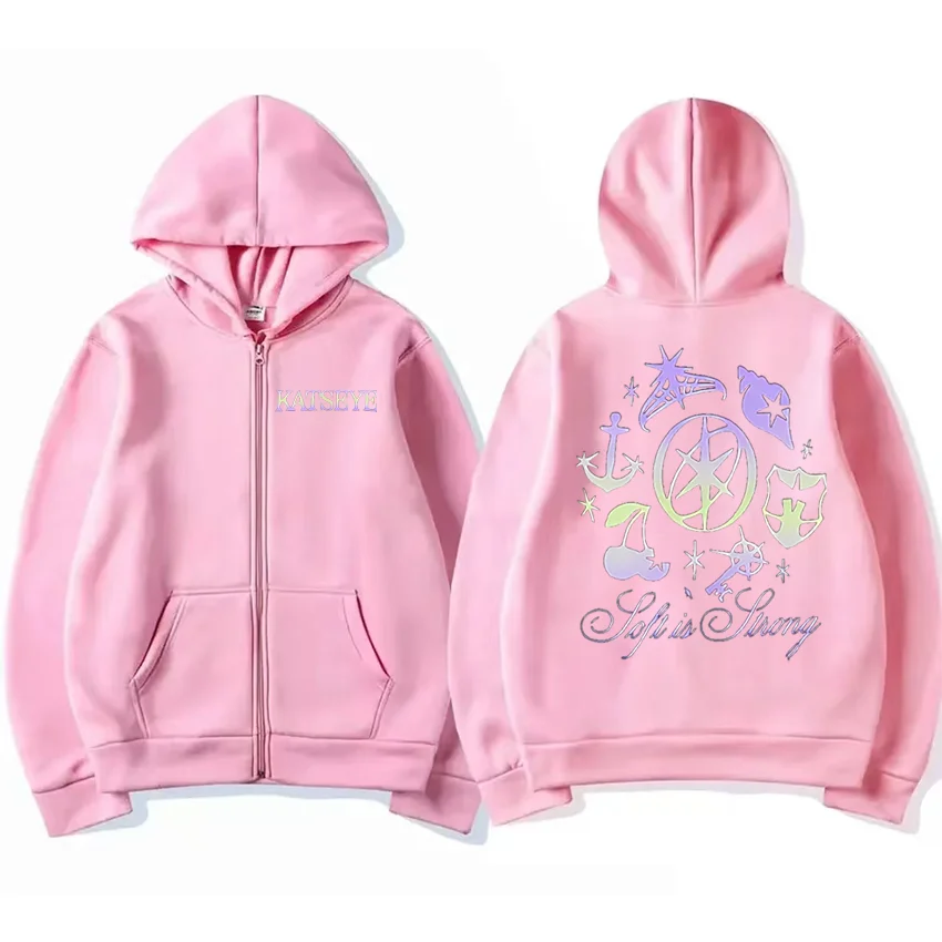 Katseye-chándal con gráficos vintage para hombre y mujer, tops de lana, ropa de moda, abrigo de Hip Hop, chaqueta con cremallera, ropa informal suelta, 2025