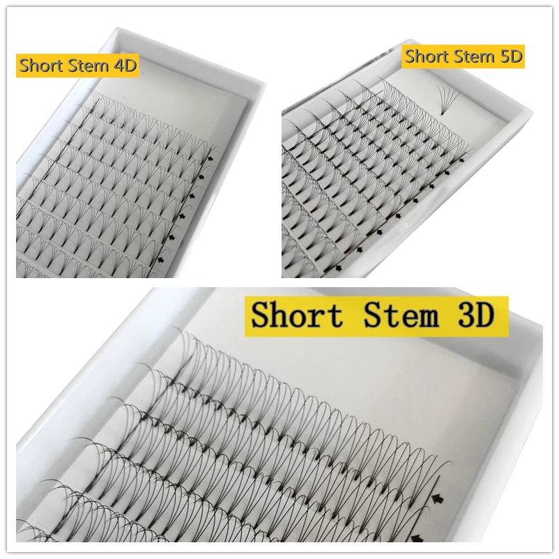 5 bandejas/lote de tallo largo, pestañas rusas de alta calidad con volumen, extensiones de pestañas 3D de visón sintético hechas a mano, ventiladores prefabricados individuales naturales