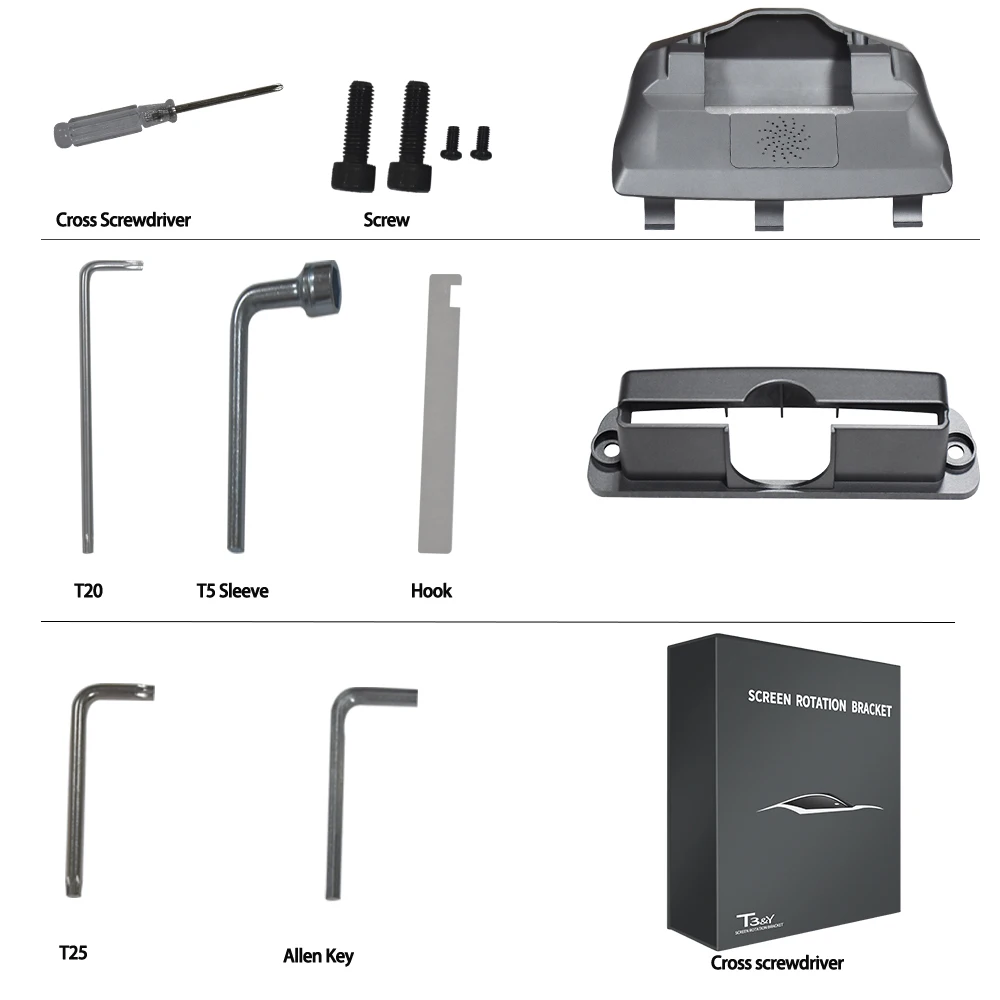 Kit de Soporte Giratorio e Inclinable para Pantalla, Compatible con Tesla Model 3 Highland Y Juniper 2017-2026, Soporte Giratorio de Cuatro Direcciones