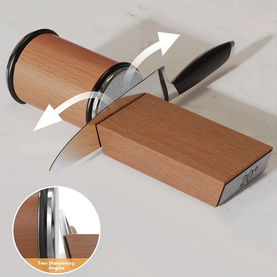 Kit de afilador de cuchillos rodante para afilar cuchillos con rodillo de borde recto con 15 y 20 °   Ángulo magnético de grado para cuchillos piedra de afilar