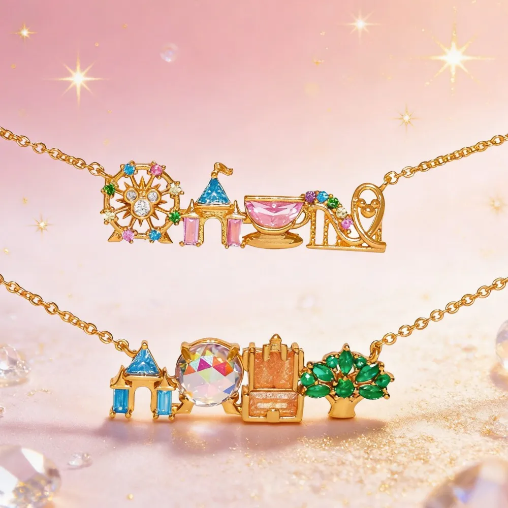 Exquisito Collar con Colgante de Parque de Atracciones con Incrustaciones de Circones de Colores, Diseño Lindo y Dulce, Accesorio de Joyería de Moda Versátil