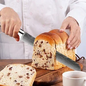 Cuchillo de cocina para pan de 8 pulgadas, cuchillo para cortar pan y queso, cuchillos láser de Damasco con mango de madera, cuchillos de cocina profesionales