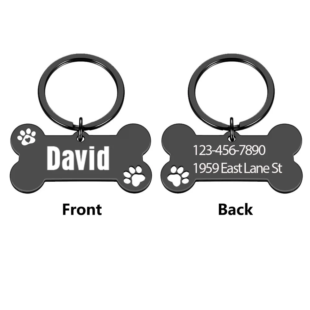 1 unidad de etiquetas de perro personalizadas con nombre y texto románticos AURA, placa con nombre para mascotas, Collar de perro personalizado con nombre para mascotas