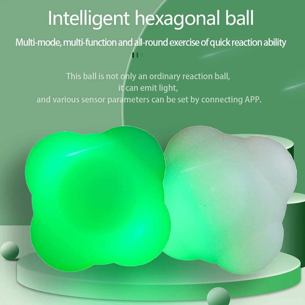 Bola hexagonal de respuesta inteligente, coordinación mano-ojo, entrenamiento ágil, respuesta del sensor digital