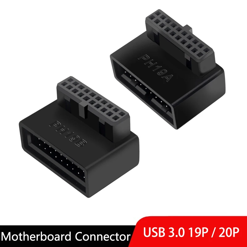 Conector adaptador de cabezal de placa base de ordenador USB 3,0 19 pines/20 pines convertidor de escritorio de 90 grados accesorios de computadora de escritorio
