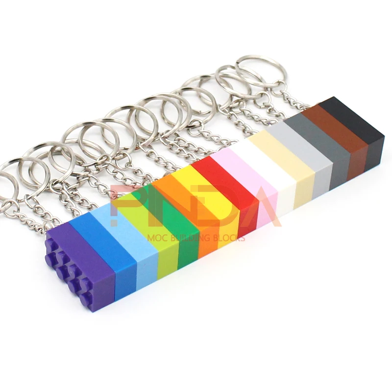 10 Uds. MOC 2x4 llavero bloques de construcción regalo creativo con ladrillo MOC llavero placa de ladrillos Compatible