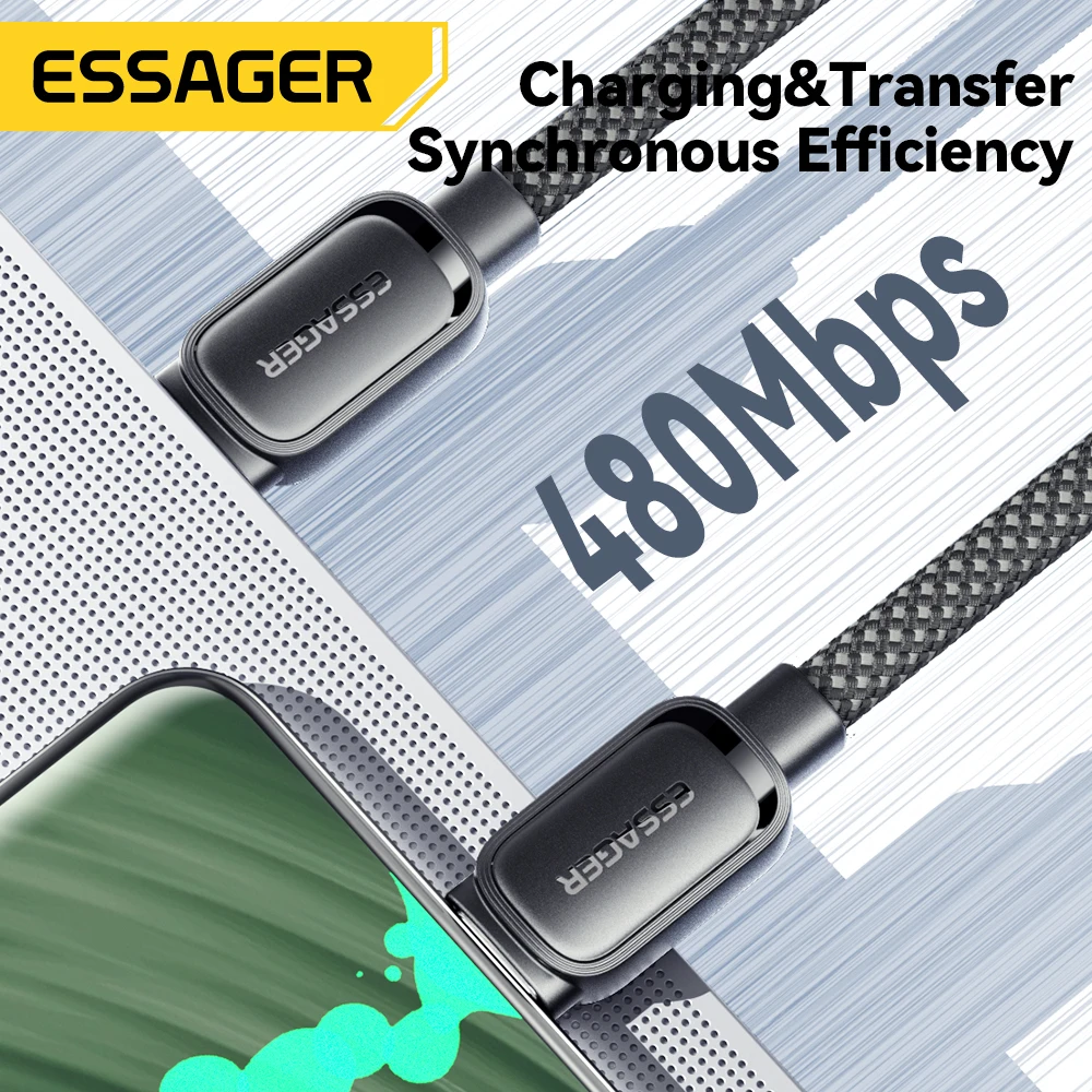 Essager 7A USB A a tipo C Cable de carga rápida 100W succión magnética Anti bobinado Cable de datos para iPhone 15 Huawei Xiaomi