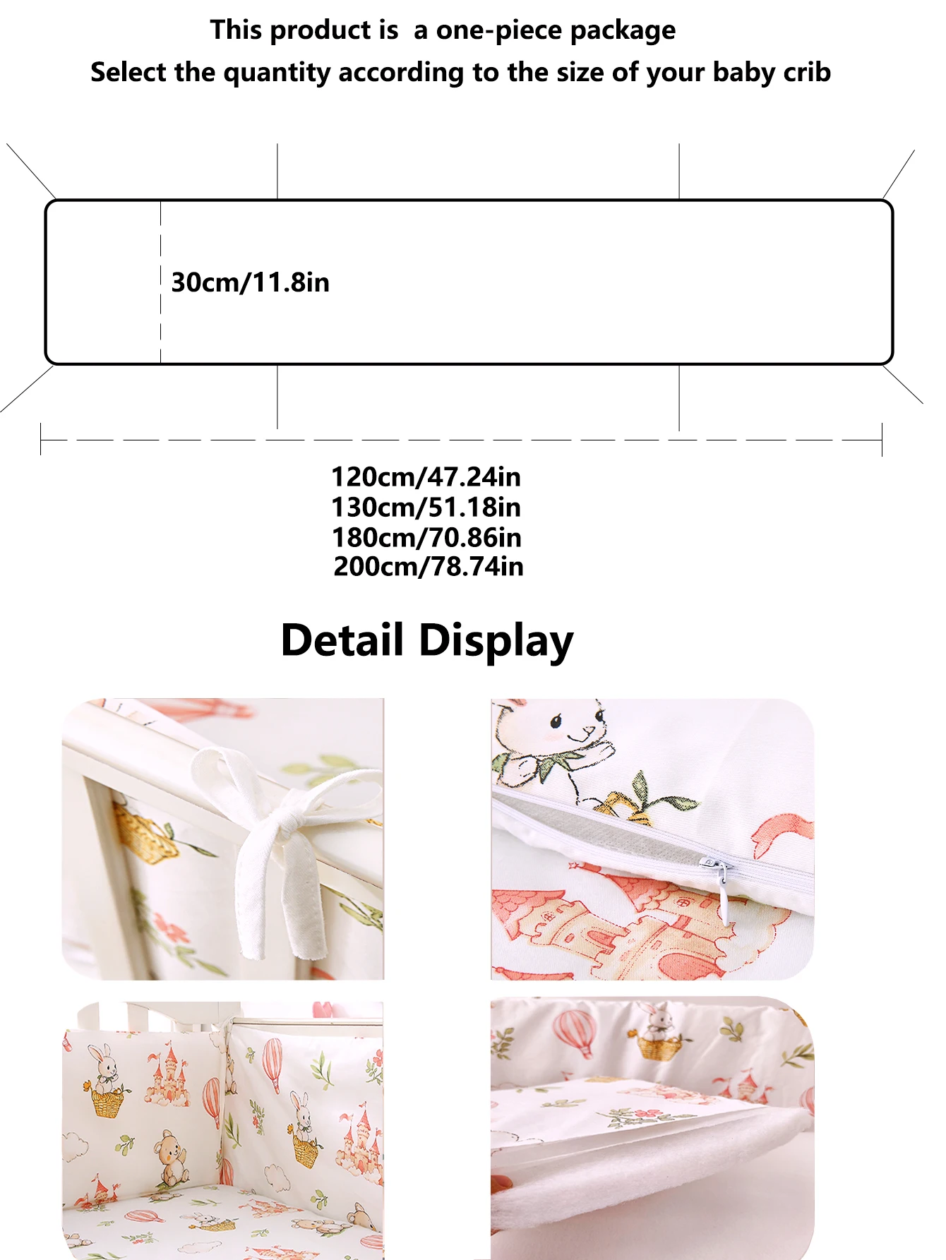 Riel protector para cuna de bebé, revestimiento de parachoques para cuna infantil, valla de cama acolchada con estampado de dibujos animados, 1 unidad de 120/130/180/200cm de longitud, 1 ud.
