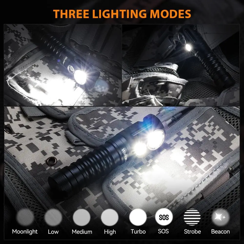 Wurkkos HD20 linterna frontal recargable 2000LM linterna magnética IP68 reflector 21700 EDC banco de energía para Camping
