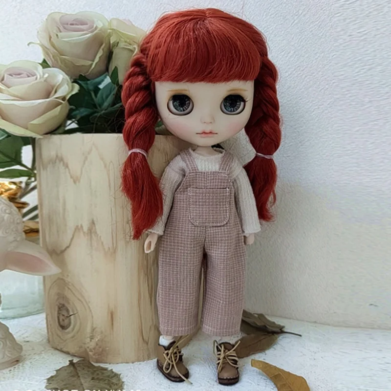 Ropa informal para muñeca Blyth, peleles, pantalones a cuadros, Top de manga larga, pantalones para muñeca para Ymy Licca Azones Ob24 Ob27, accesorios para muñecas