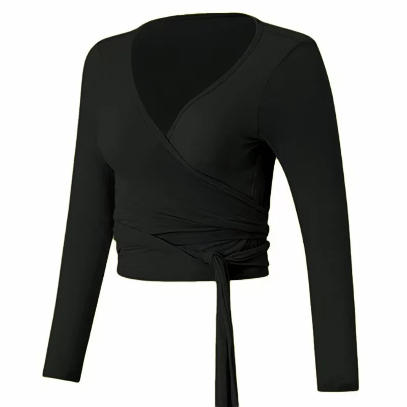 Ropa de yoga para mujer con correas cruzadas, top deportivo ajustado, ropa deportiva de manga larga y hermosa para Pilates