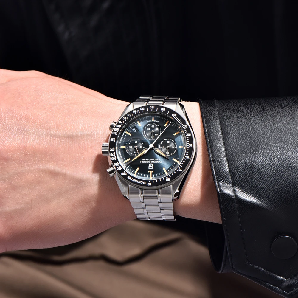 PAGANI DESIGN 2026 relojes de luna nueva para hombre, reloj de cuarzo de lujo para hombre, cronógrafo VK63 AR, espejo de zafiro, bisel de cerámica luminoso