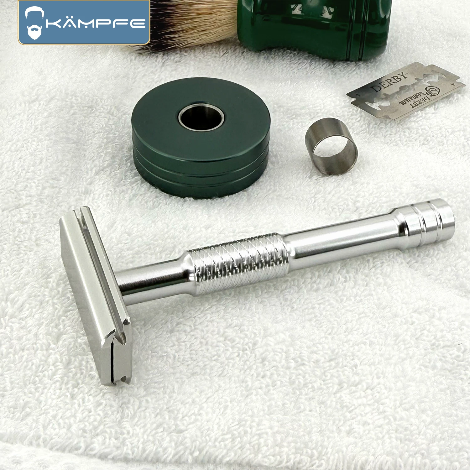 KAMPFE Maquinilla de Afeitar Manual de Seguridad de Aluminio de Doble Filo con Hoja Cerrada, Grabado CNC, Afeitadora Clásica Suave para Hombres y Mujeres, Regalo