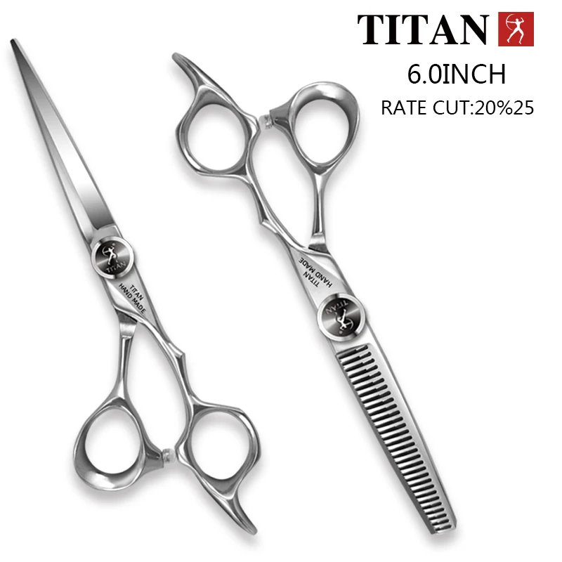 Tijeras Profesionales de Peluquería TITAN, Tijeras de Barbero para Cortar y Entresacar Cabello, Juego de 5.5/6.0/6.5/7.0 Pulgadas, Acero Japonés 440C
