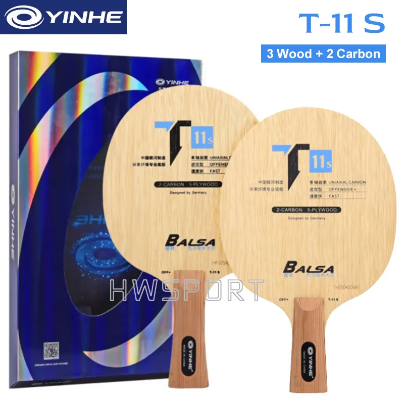 Hoja de tenis de mesa YINHE T11S, hoja de Ping Pong súper ligera, 5 madera, 2 carbono, ofensivo, 72g