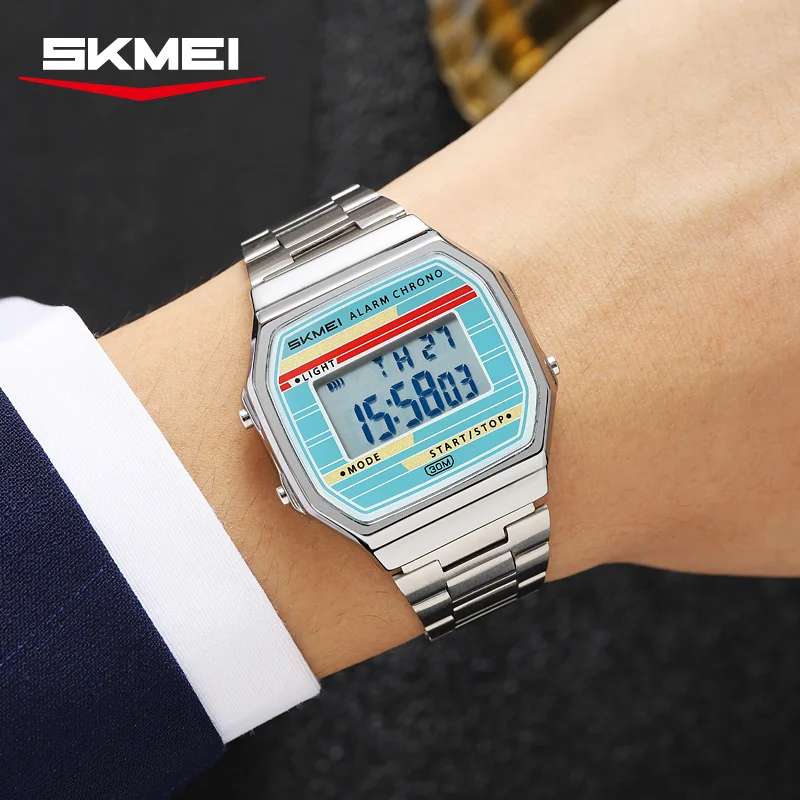 Reloj SKMEI 2514 Clásico Electrónico Digital Cuadrado con Cronómetro y Alarma, Estilo Retro, Reloj para Hombre, Relogio Masculino, Reloj Hombre, Homme