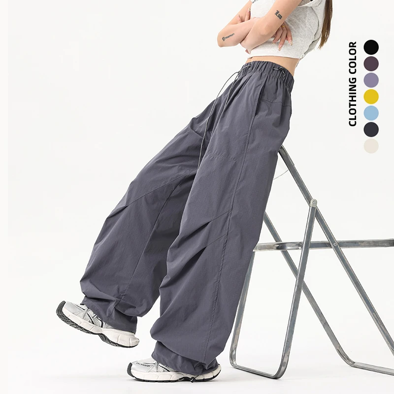 Pantalones de senderismo al aire libre para mujer, pantalones impermeables de montañismo de longitud completa, pantalones de paracaidista con cintura elástica, pantalones para acampar y ciclismo