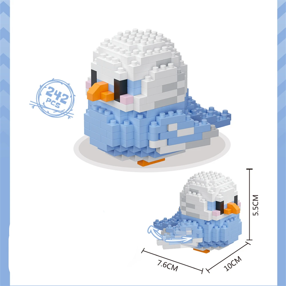 Juego de bloques de construcción pequeños de pájaro bonito Kawaii, juguetes educativos creativos de construcción para niños y niñas, juguetes adecuados para decorar