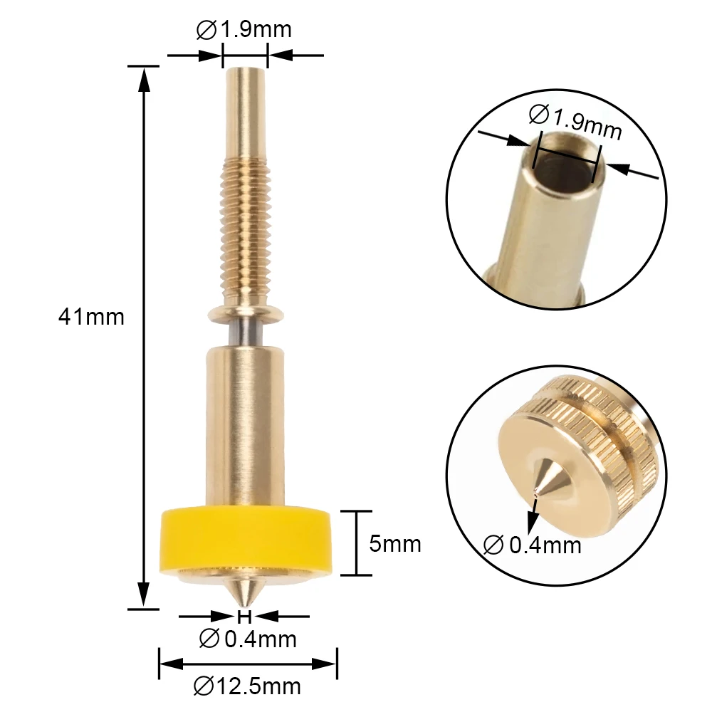 Boquilla todo en uno Revo para Hotend cerámico Revo 0,25/0,4/0,6/0,8mm impresora 3D boquilla de titanio de latón Heatbreak para extremo caliente E3D Revo