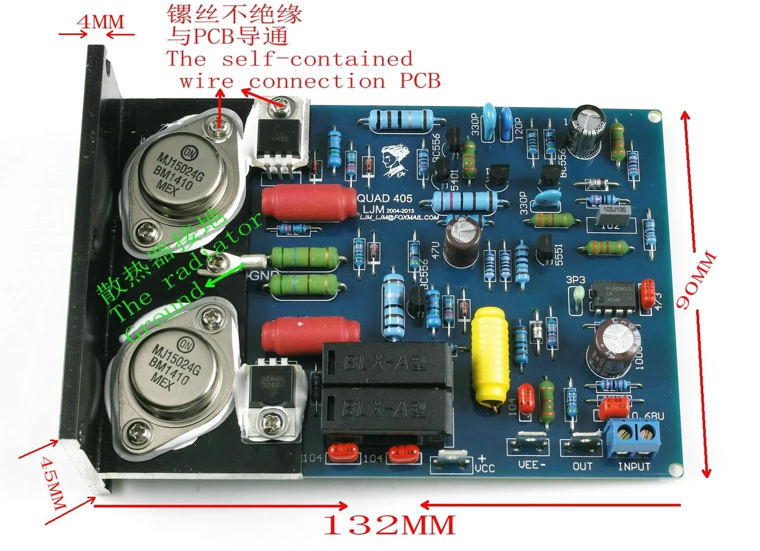 AMPLIFICADOR DE POTENCIA clon Nvarcher QUAD405, doble canal en ángulo, aluminio original, MJ15024