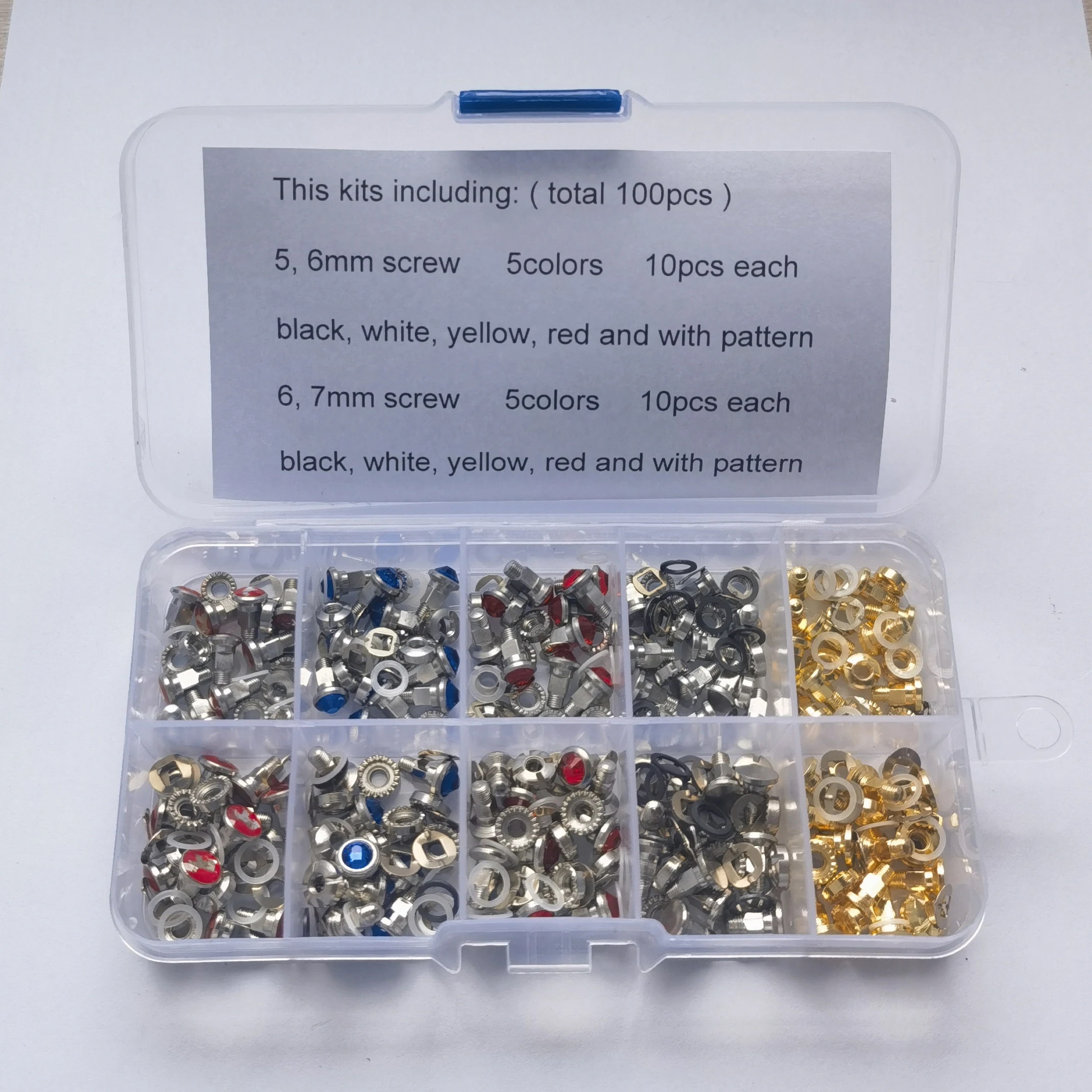 Lote de 100 Piezas en Caja, Kit de Reparación de Tijeras, Tornillos para Tijeras de Peluquería