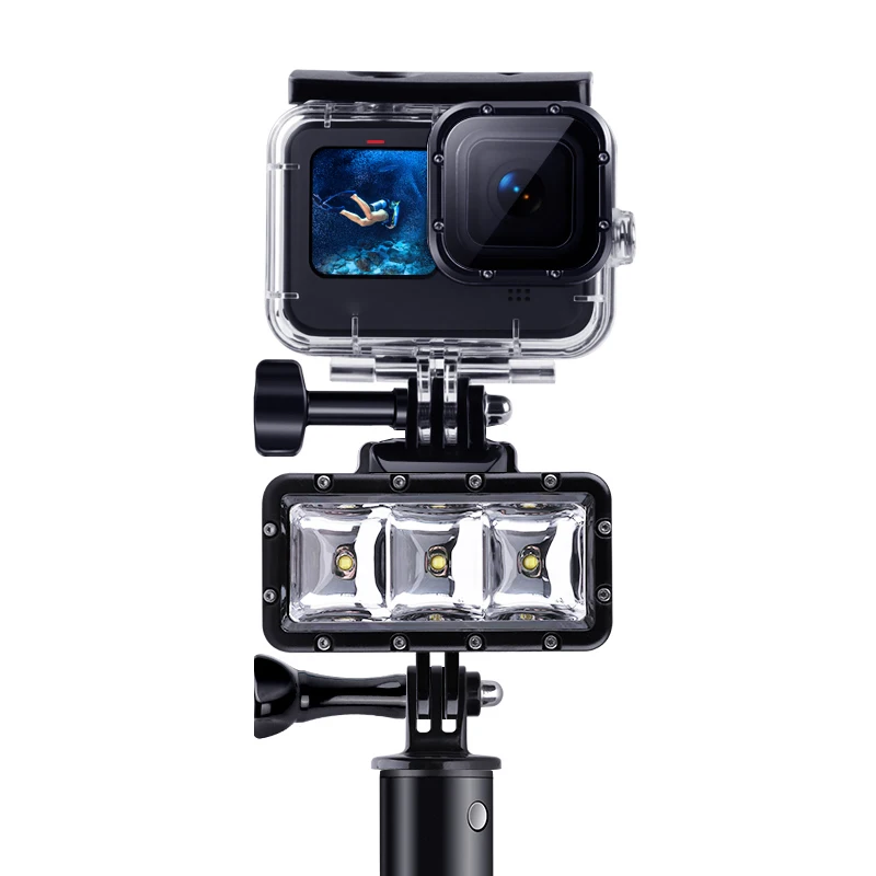 Luz LED de relleno impermeable para buceo, luz nocturna subacuática para GoPro Hero 13 12 11 10 9 Insta360 SJCAM AKASO DJI Osmo, cámara de acción