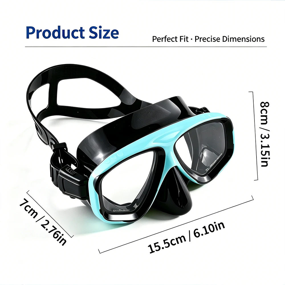 Máscara de Snorkel, Gafas de Natación, Faldón de Silicona para Buceo, Lente de Vidrio Templado, Vista Panorámica, Entrenamiento, con Cubierta Nasal y Correa Ajustable