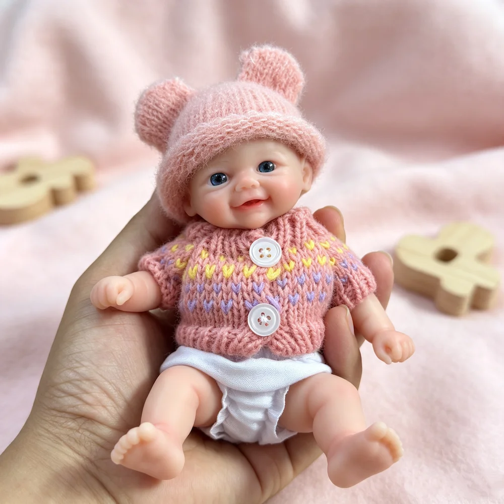 Muñeca Reborn Vivienne de Silicona de 6 Pulgadas, Realista, Suave, de Silicona Sólida, Lavable, Juguetes para Aliviar el Estrés