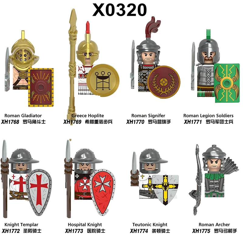 Bloques de construcción de minifiguras de caballero Medieval, soldados guerreros, guardias, Corazón de León, Hospital, Caballero Teutónico, Batalla, Pastor, regalo