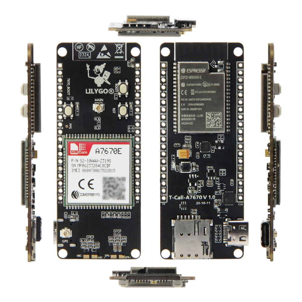 LILYGO® T-Call A7670 Placa de desarrollo A7670, 4G, 2G, ESP32, A7670E, LTE, GSM, red celular, ESP32-WROVER-E, WiFi, Bluetooth, módulo inalámbrico