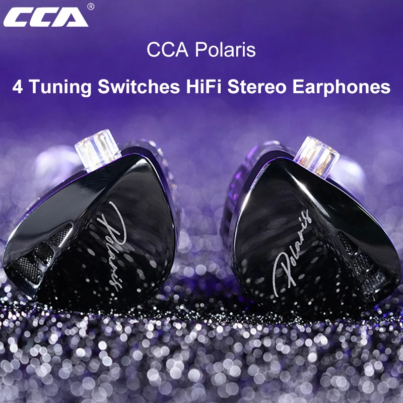 Auriculares CCA Polaris IEM, auriculares dinámicos con doble controlador, auriculares con cable, 4 interruptores de sintonización, auriculares estéreo HiFi con graves con Cable desmontable