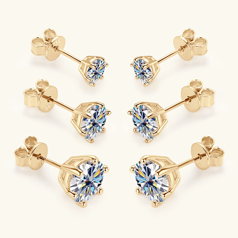 0.5-2ct Moissanite Diamond Stud Pendientes 18K Chapado en oro amarillo 925 Pendiente de boda de plata para Mujeres Hombres Joyería de lujo con GRA