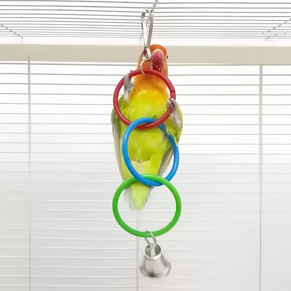 Juguete de Plástico Colorido con Anillo Colgante para Pájaros, para Jugar y Aliviar el Aburrimiento, Columpio Interactivo para Jaulas de Pájaros