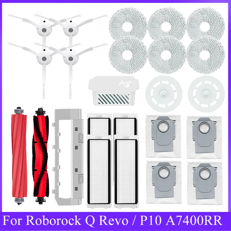 Para Roborock Q Revo / P10 A7400RR Robot aspirador Cepillo Lateral principal filtro Hepa paños de fregona trapo bolsa de polvo piezas Accesorios