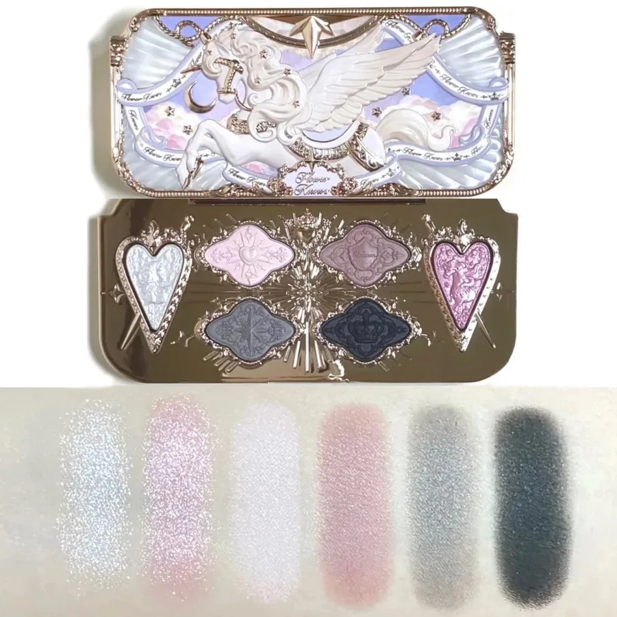 Paleta de Sombras de Ojos Flowerknows Knight Unicorn Collection, 6 Colores Satinados, Brillantes, Mate, de Larga Duración y Alta Pigmentación