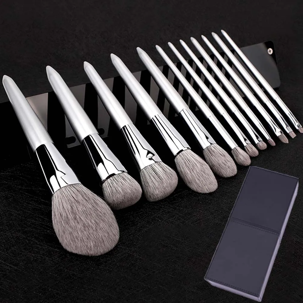 KLINA 12 Uds Kit de brochas de maquillaje profesional Natural pelo de cabra base en polvo contorno sombra de ojos herramientas de maquillaje de labios para mujeres